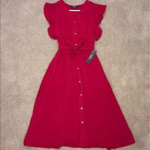NWT Lulu’s Red Wrap Midi Dress!!
